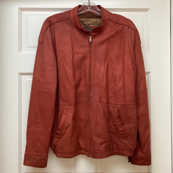 Vintage Cortefiel rust colored Leather jacket size XL - Picture 1 of 7